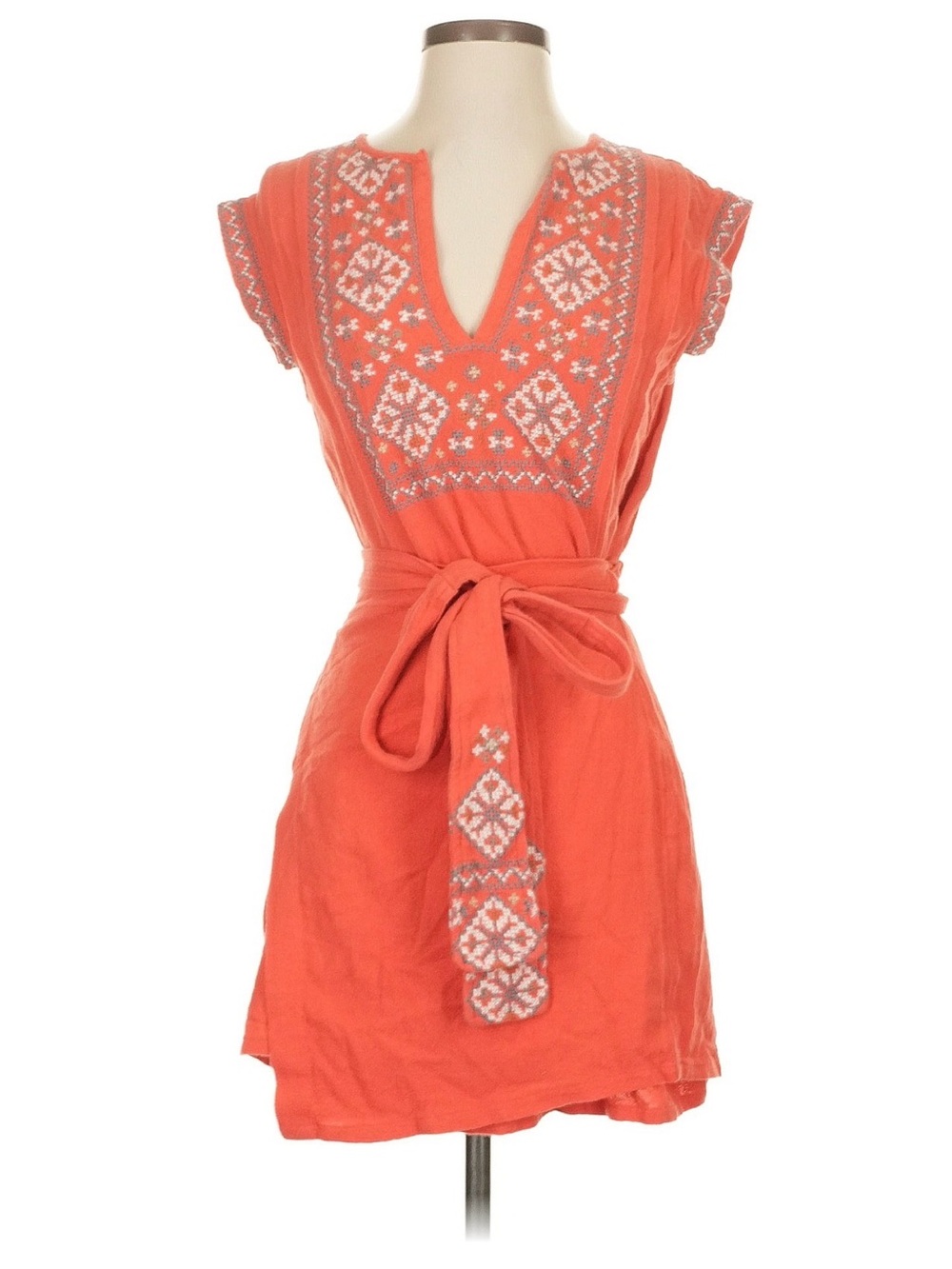Free People Coral Textured wrap dress